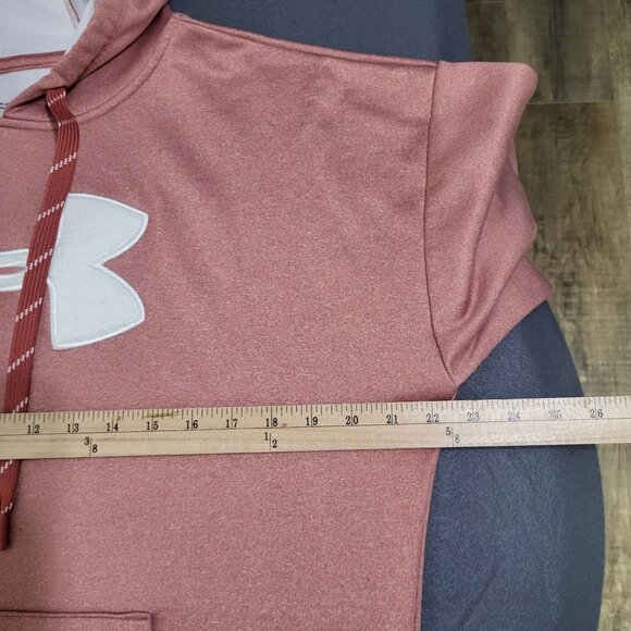Under Armour Womens Med Fleece Chenille logo Hoodie Fractal Pink Light Heather - Picture 8 of 9